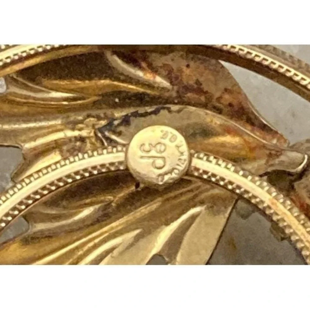 Vintage DCE 1/20 12KT GF Gold Filled‎ Circle Wreath Rhinestone Brooch Pin 4.5g